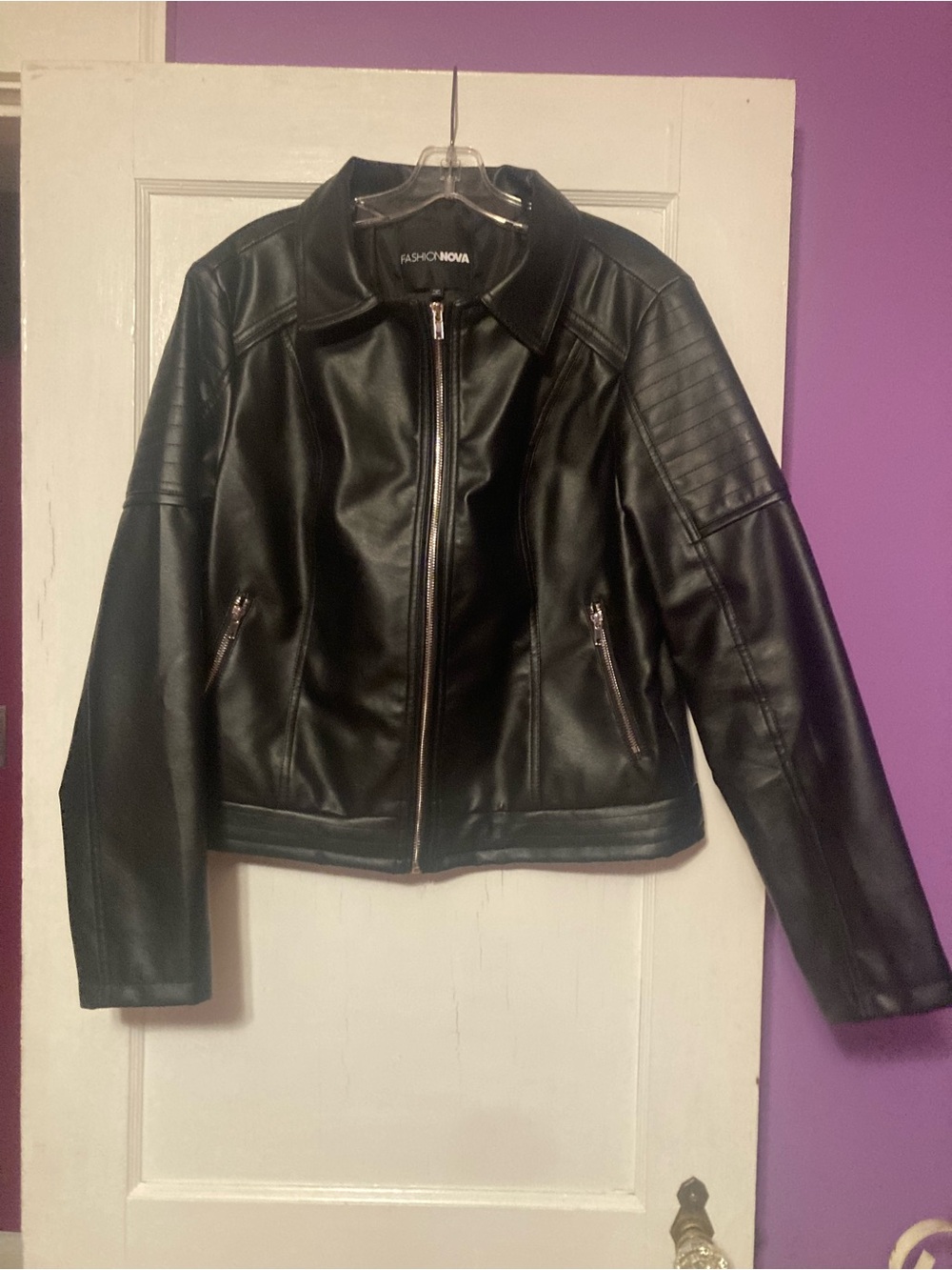 Fashion Nova Black Faux Leather Biker Jacket